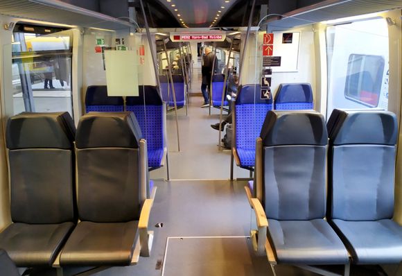This is 1st class with 2nd class in the background on the train from Bielefeld to Detmold 