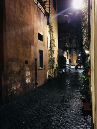 Outside our door of Navona Colors Hotel.  (Well Lit)