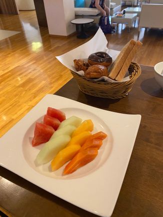 Conrad lounge fruit platter and bread