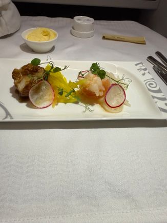 Smoked cod and prawns with Thai sweet chili appetizer