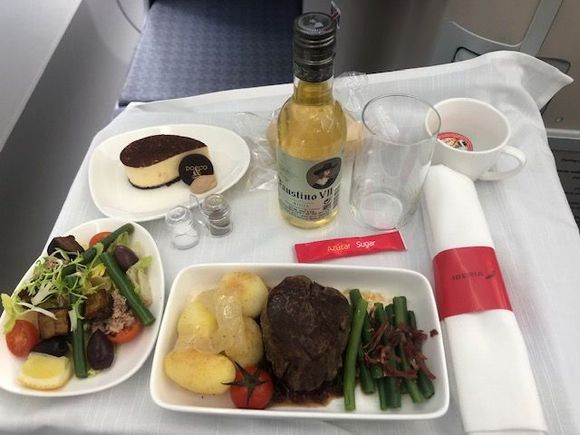 Main, side salad, dessert.