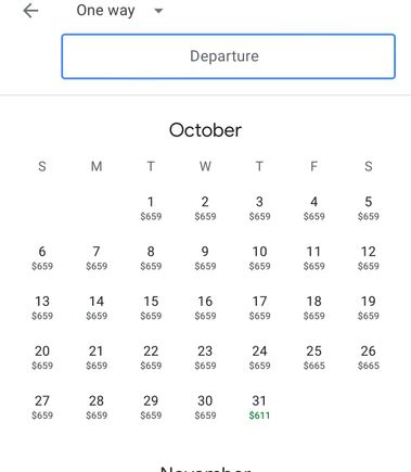 Coach pricing, October 2024 SHH-JFK
