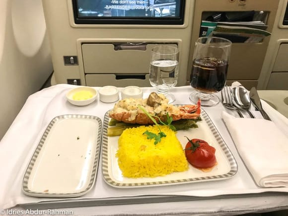 My wife and I “booked the cook” online, so we didn’t see a menu. There was no way that I could fly Singapore Airlines and not order the Lobster Thermador. And guess what?…