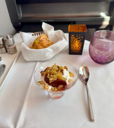 Breakfast - Greek yoghurt with spiced plum and toasted granola (this was very nice)