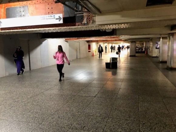This is the lower level under MSG where there used to be many store fronts - now all boarded up.  SAD.  