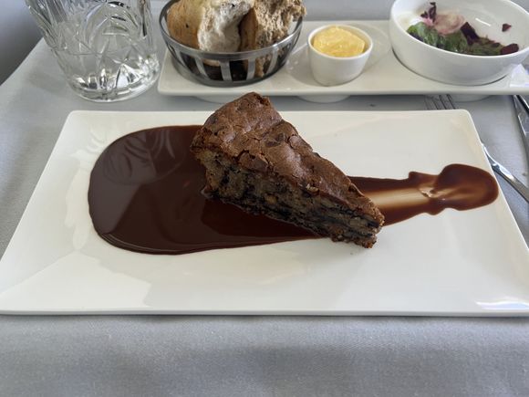 Dessert: chocolate, walnut and orange cake