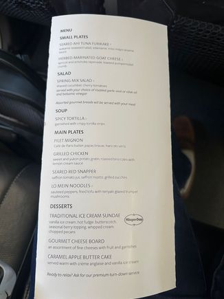 Dinner menu. Some overlap with the J menu. 