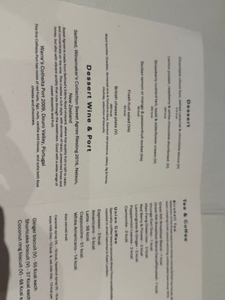Dessert menu 