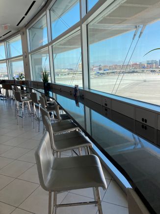 High counter top seating with natural light