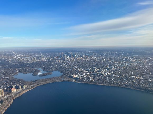 Downtown Minneapolis from the other direction just before landing at MSP. 