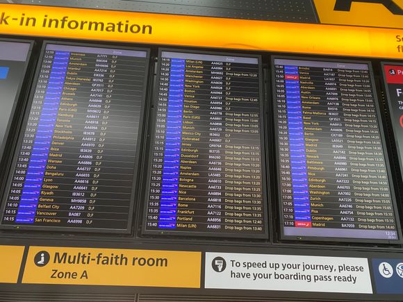 The departures board