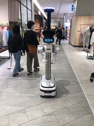 Patrol robot making its rounds in the next door shopping complex