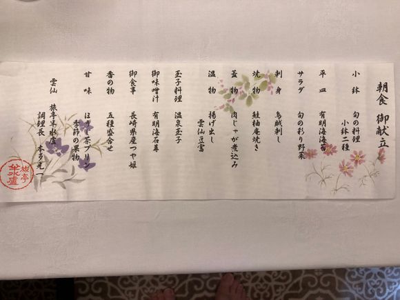 Breakfast menu