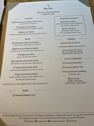 Pier F September menu