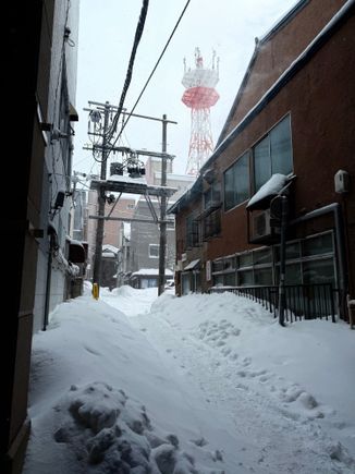 Snow covered side street 