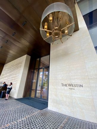 Grandiose entrance to the Westin Perth