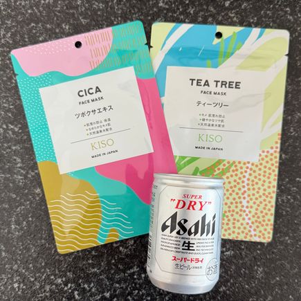 Face packs and Asahi Superdry beer 135ml