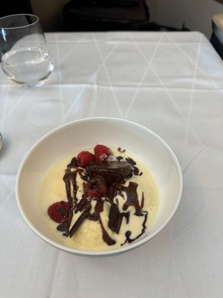 Melted ice cream sundae