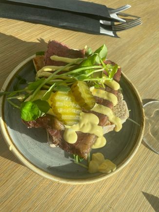 Salt beef on toasted sourdough