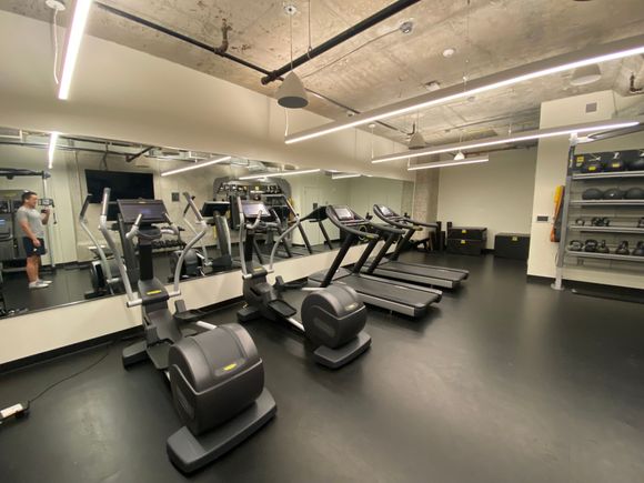 Fitness center in basement
