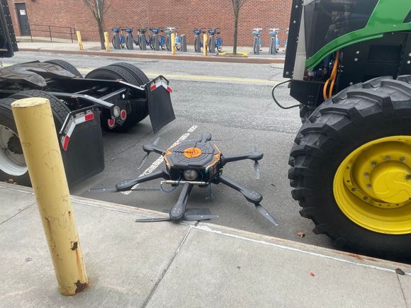 Drone in the street. Moved a little over a few hours by humans.