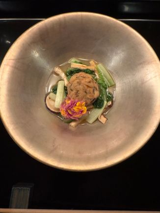 Not successful; vegetarian dish….mochi wrapped veggie dumpling…