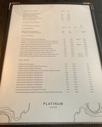 Platinum menu back