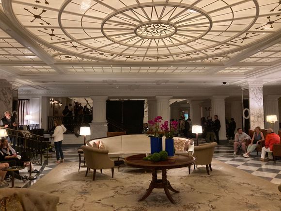 Part of the lobby is curtained off
