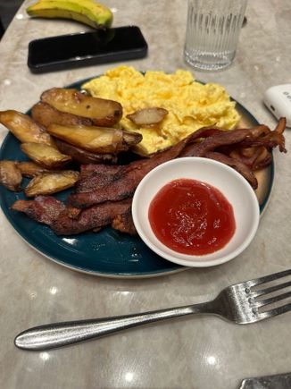 American breakfast. 