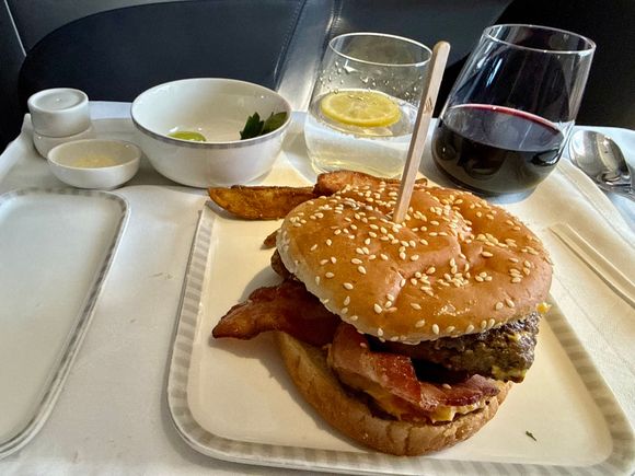 BTC Angus beef burger on SQ21 (EWR-SIN): This wasn’t good, at all. The beef itself was pretty overcooked and dry, no lettuce, tomato, or sauce was provided, even though it should’ve been as per the menu. The bun was comically dry…more like a cracker than actual bread. Potatoes were soggy and mushy. Will never order this again.