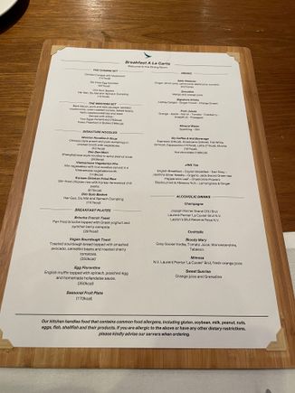 Breakfast menu