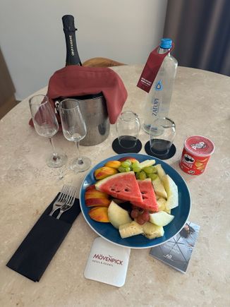 Welcome amenities at Mövenpick Agios Nikolaos. Platinum member.