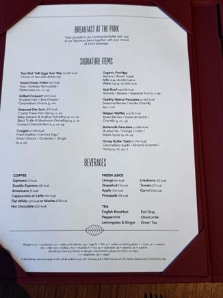 Breakfast menu