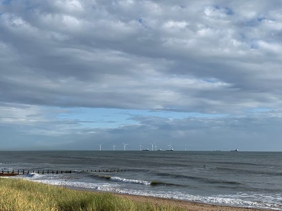 Lots of offshore windmills