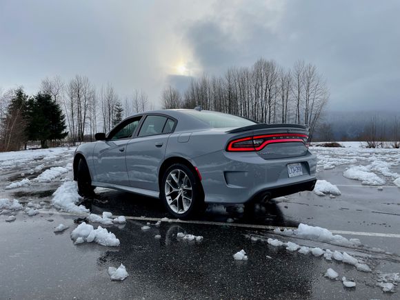 Parking lot picture.  It took me a while to adjust the car for this picture to match the snow