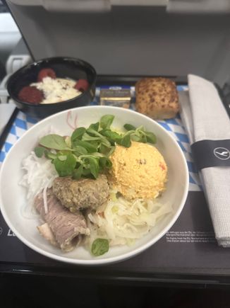 This was really tasty. I’m positively surprised. Unfortunately this is temporary for Octoberfest only.
Crew said that most of the frequent flyers complain about Heimat food but they can’t do much about it.