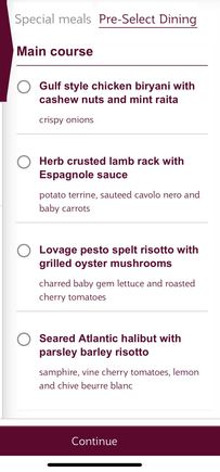 Pre-Select Dining Menu: MAN - DOH