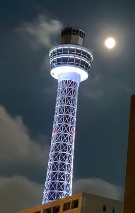 Yokohama tower under full moon