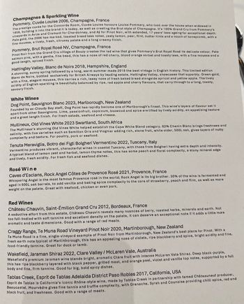 Wine menu