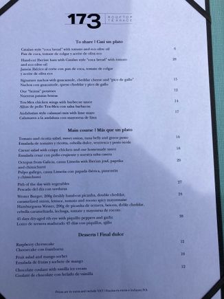 Lunch menu:  12 - 15.30 daily