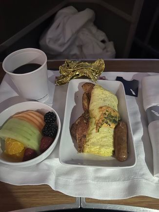 Crew offered me an omelette despite being ~25 minutes from landing. Very nice of them! 