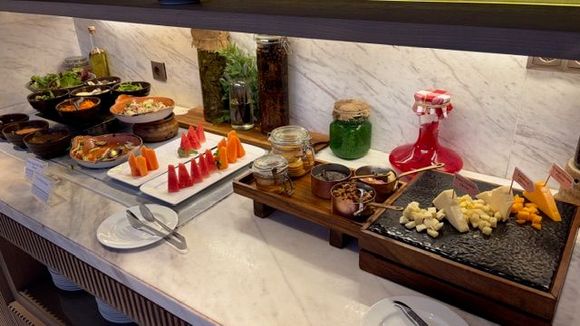 Salad, cheese, fruits