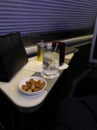 Gin and Tonic and warm mixed nuts - IAD-LHR First