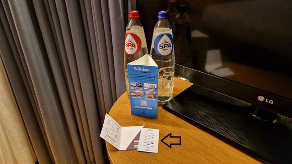 Digital key via app and no magnetic stripe. A liter of still and a liter of spakling water, don't know if that is tipical for a Junior Suite and up, or for Executive Rooms.