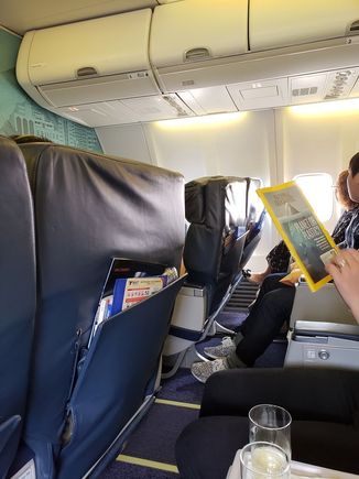 Outbound seating, not that much legroom, but did have a legrest
