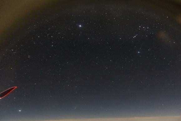 Sirius and Orion somewhere above India, from SQ323 AMS-SIN.