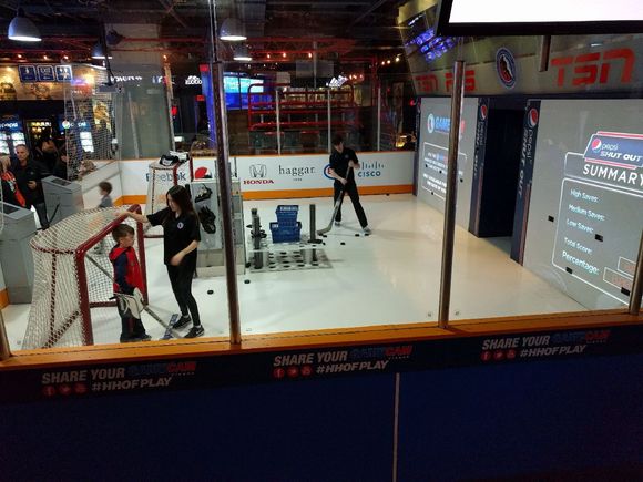 This activity let someone be the goalie and another place you could shoot the puck.