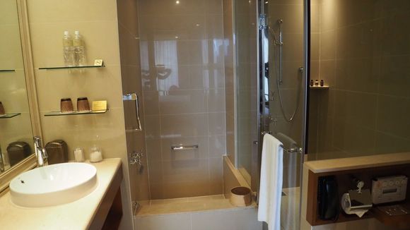 The Japanese sunken bath is very nice