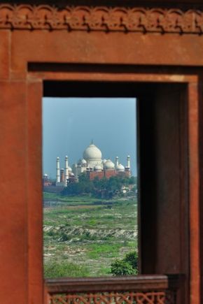 View of Taj Mahal from Builder's House Arrest Quarters 2010 FEB 21