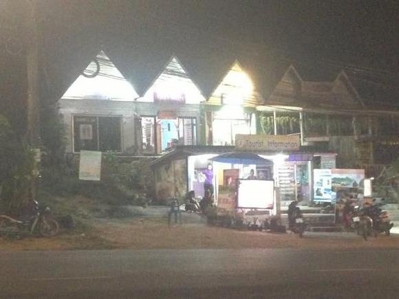 Massage across from entrance of hotel
